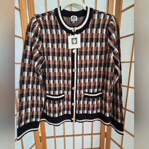 NWT WOMENS ANNE KLEIN GOLDEN BUTTON DOWN MULTICOLOR VISCOSE SWEATER SIZE SMALL